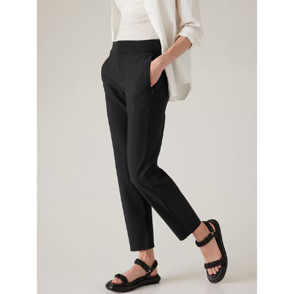Athleta 4 TALL black Stellar Trouser pant work good quality travel structured
